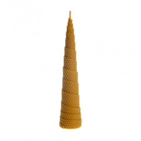 Buy Beeswax candle. Curved pyramid .